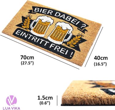 Кокосовий килимок для дверей - Забавний дизайн з пивом - 40x70 см - Килимок для дверей для приміщень та вулиці - Килимок для передніх дверей - Килимок для вулиці - Килимки для дверей - Кокосовий килимок для дверей
