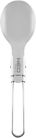 Туристичні столові прибори NEO TOOLS 3 в 1 ложка, ніж, виделка, складаний дизайн, вага 70 г, матеріал нержавіюча сталь, футляр для перенесення, сертифікат відповідності харчовим продуктам LFGB