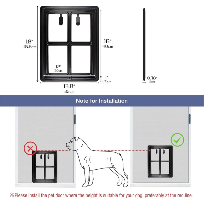 Сітка для собак Enjoying Pet Door Screen для собак, великих котів, сітка від комах з функцією блокування для розсувних дверей, сітчастих дверей, вікна - 30 x 40 см