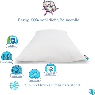 Дитяча подушка 40х60, дитяча подушка від 1 року Дихаюча, антиалергенна з підкладкою 100 італійська бавовна, гіпоалергенна, захищен