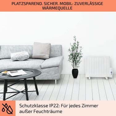 Масляний радіатор, масляний обігрівач, електричний обігрівач, термостат із плавним регулюванням, тижневий таймер, світлодіодний дисплей, ультраплоский, окремостоячий або настінний, обігрівач 600 Вт, білий колір 600 Вт Білий