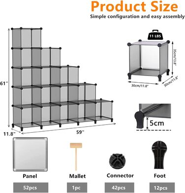 Органайзер для зберігання речей AWTATOS у формі куба, 16-кубовий модульний книжковий полиця для зберігання, полиця для шафи з пластику своїми руками, штабелювана полиця для зберігання речей, ідеальне рішення для зберігання речей для дому, офісу, спальні, 