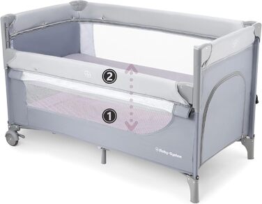 Дитяче ліжечко Moby-System Closely 3-в-1 - дитяче дорожнє ліжечко з пеленальною підкладкою, матрацом, сумкою для перенесення - регульована по висоті приліжкова ліжечка, манеж (6 предметів)