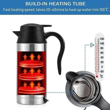 Вакуумний глечик Термос-глечик Портативний 750 мл 24 В Дорожній автомобіль Вантажівка Чайник Чайник для швидкого закипання з прику