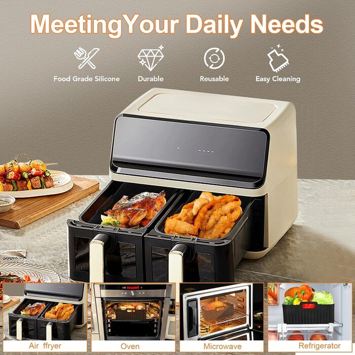 Аксесуари для фритюрниці Pyrrhonian - Аксесуари для фритюрниці Ninja Foodi AF400EU AF300EU 9.5L та інших двозонних фритюрниць, без BPA, аксесуари для фритюрниці Ninja, аксесуари для фритюрниці