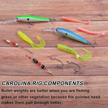Рибальські оснастки Carolina, 5 шт. , готова оснастка CRR Carolina Ready Rig з латуні, попередньо зібрана, з рибальським вантажем, вертлюгом для лову окуня, для морської та прісної води, розміри 1/4, 3/8, 1/2, 3/4, 28,3 г, золотистого кольору, 3/4 унції -