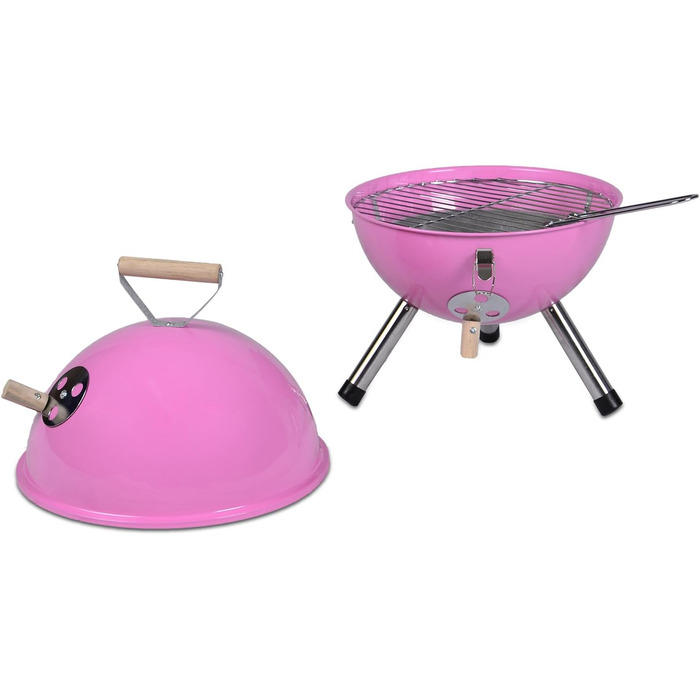 Міні-барбекю чайник гриль вугілля гриль для садової тераси кемпінг фестиваль пікнік барбекю барбекю Ø 30 см рожевий