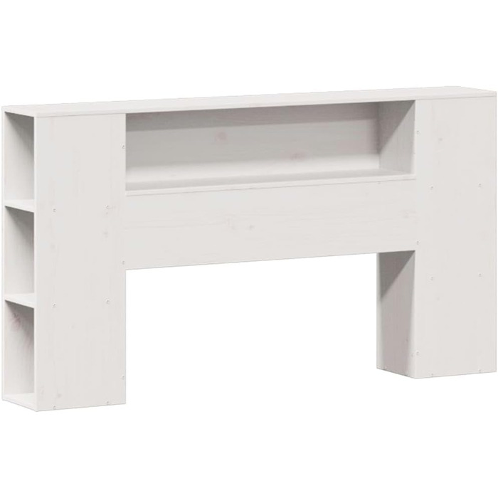 Ліжко з масиву дерева Hommdiy з полицею (матрац не входить до комплекту), дерев&39яний каркас ліжка з рейковою основою та узголів&39ям, ліжко для спальні, біле, 120 x 200 см.