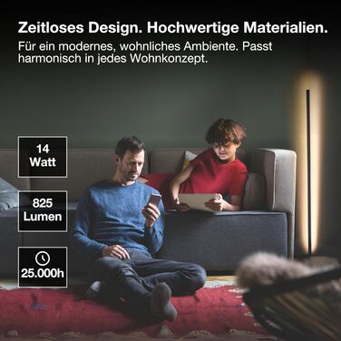 Розумна WiFi LED-торшерна лампа LEDVANCE Smart Corner, RGBW біле світло (2700-6500K), 10 Вт, 600 лм, 1400 мм, керування через додаток або голосові помічники (Alexa, Google), базовий комплект для приміщень
