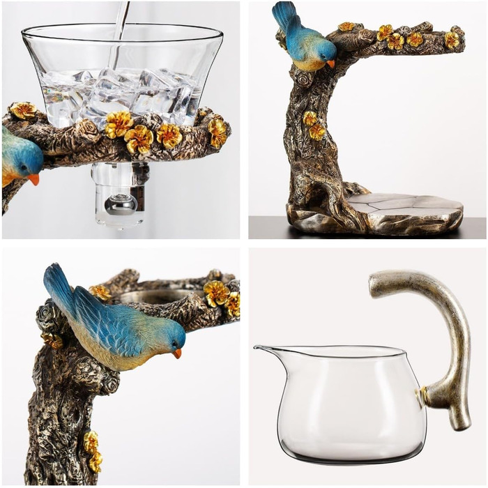 Набір скляних чайників, дизайн тварин та птахів, напівавтоматичний, обертова чаша з чайним ситечком, набір чайників Lazy Kungfu (чайник)