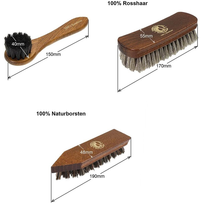 Преміальні щітки для взуття Langlauf Schuhbedarf з кінського волосу