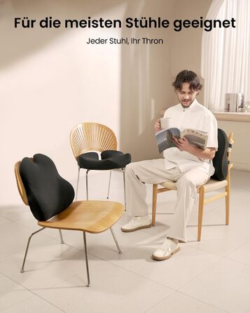 Ергономічна подушка для спини ProtoArc з піни з ефектом пам&39яті, поперекова опорна подушка для офісних крісел, автомобільних сидінь та стільців для столу, дихаюча поперекова опора з регульованими подвійними ремінцями, чорна