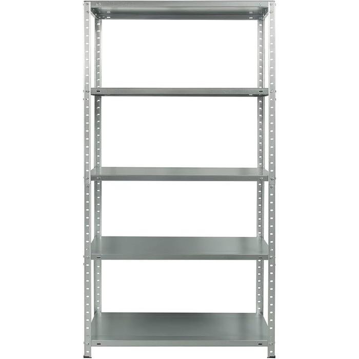 Стелаж для зберігання Metalkas BR1-ECO з 5 полицями, 185x100x40 см, полиці з регульованою висотою, до 350 кг, надміцний стелаж, стелаж для підвалу, стелаж для майстерні, оцинкований, виготовлений з металу, сріблястий