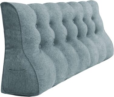 Велика клиноподібна подушка для читання з високою спинкою та поперековою опорою Відчуйте максимальне розслаблення та задоволення від читання з лляним чохлом, який можна прати, 180 см, сірий колір