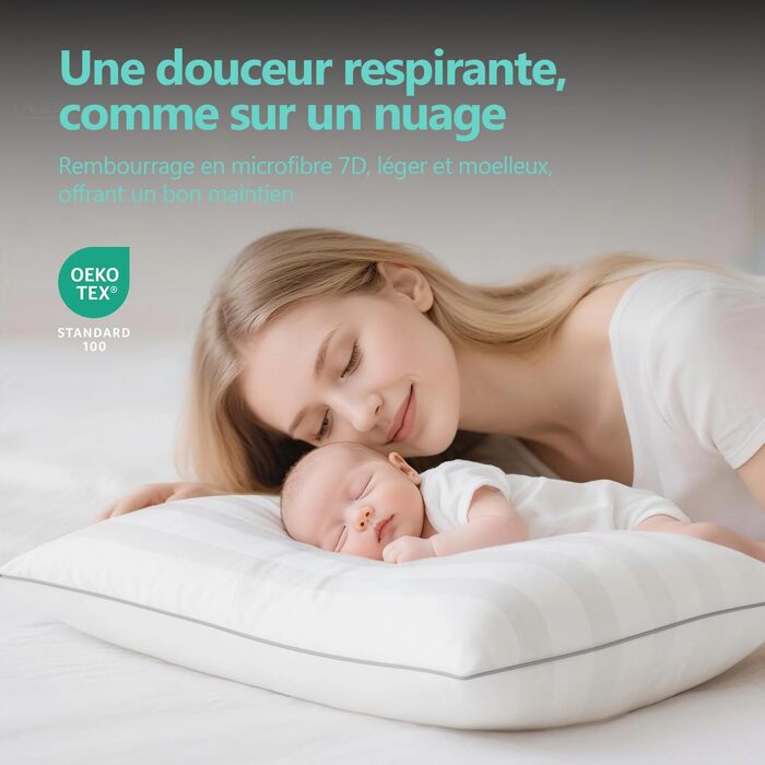 Подушки, 50 x 70 см, 2 шт., м&39які, пухнасті, готельної якості, класичні подушки, дихаючі та приємні для шкіри, можна прати, ідеально підходять для сну на боці, спині та животі, 50 x 70 см 2