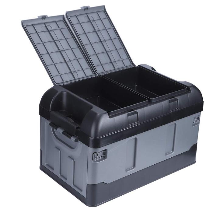 Складаний органайзер для багажника з 2 відділеннями, для дому, авто, вантажопідйомність 60 кг (матовий чорний колір)