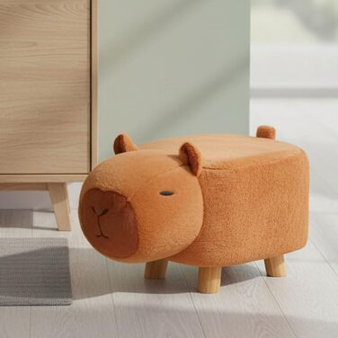 Стільчик у формі капібари з мультфільму - дитячий стільчик для сидіння, безшумна лавка на поворотних колесах для щоденних занять, дерев&39яне сидіння у формі тварин із заокругленим дизайном, домашні меблі, грайливе місце для відпочинку в передпокої та віт