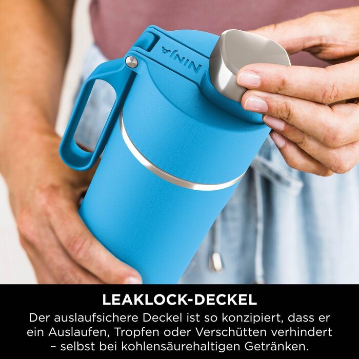 Пляшка для води Ninja Thirsti, термокружка на винос, 700 мл, герметична кришка, для газованих, гарячих та холодних напоїв, потрійно ізольована дорожня кружка, нержавіюча сталь, тропічний синій, DW2401EUUKSB 700 мл тропічний синій