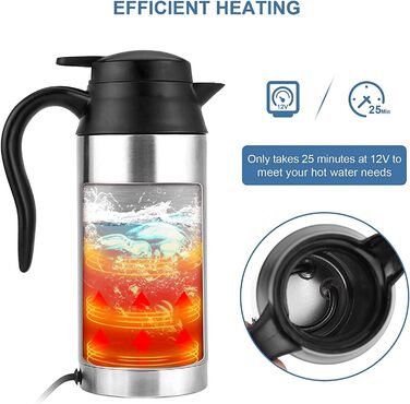 Автомобільний чайник HEZHU з нержавіючої сталі 12V подорожній чайник 650 мл автомобільний еластичний нагрівальний стакан для подор