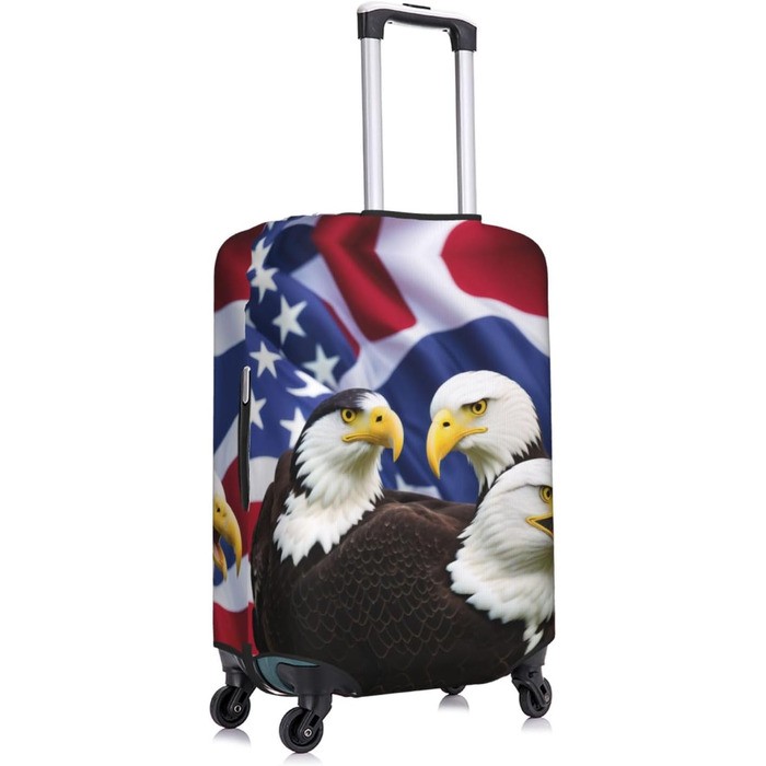 Чохол для валізи Орел і американський прапор, міцний захист для багажу розміру XL (для валіз 45,7 - 81,3 см), чорний