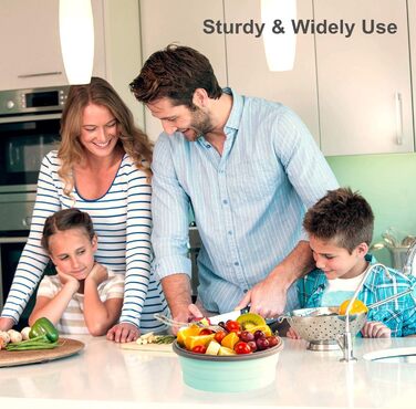 Складана силіконова миска для кемпінгу з кришкою, складний контейнер для зберігання їжі, кемпінгова миска, кухонні миски для подорожей, табору, походів, кухні, школи, використання на свіжому повітрі (42 унції)