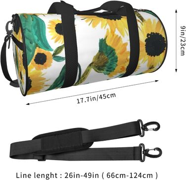 Спортивна сумка, дорожня сумка, соняшник, акварельний принт, чорний колір, універсальний розмір