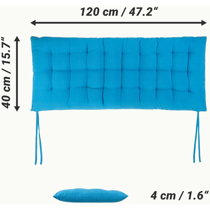Подушка для сидіння JEMIDI Подушка для сидіння - 3 розміри Кольори - Подушка подушка подушка піддон подушка - Чохол на подушку для садової лавки Голлівудські гойдалки 120см х 40см х 4см Синій