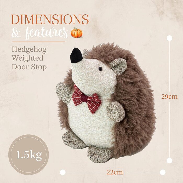 Дверний обмежувач Benross, обтяжений, декоративна тварина / осіння прикраса для дому, м'який, пухнастий і милий дизайн (їжачок)