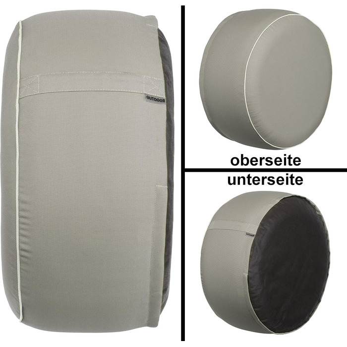 Надувний пуф Brandsseller для вулиці Ø 55 x 25 см Водовідштовхувальне крісло-мішок для саду, патіо, вітальні та пляжу Водостійкий та легкий у догляді, сіро-коричневий