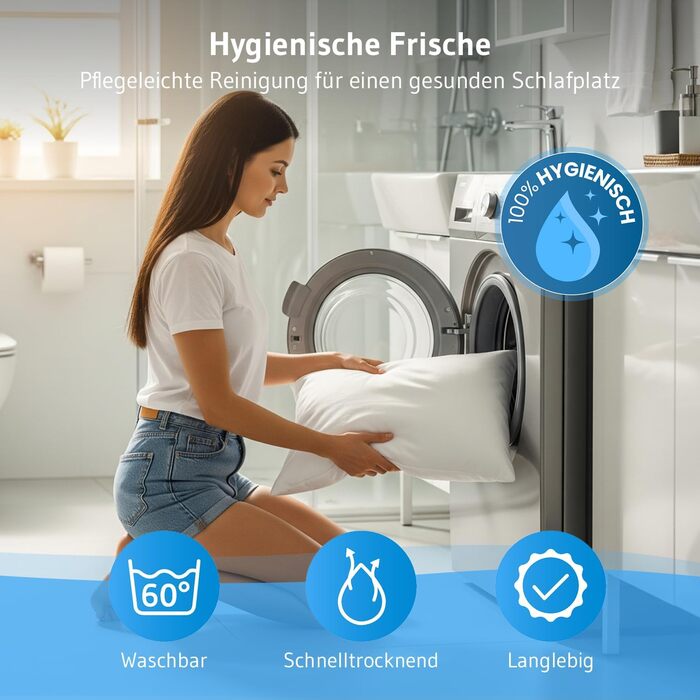 Регульована по висоті подушка 40x60 см, чохол з органічної бавовни - виготовлено в ЄС, ергономічна подушка 40 x 60 см, підходить для сну на боці, спині та животі, екологічна подушка для сну KAIA Подушка Kaia