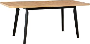 Розсувний овальний обідній стіл - кухонний стіл - дерев&39яні ніжки чорного кольору - стільниця з оздобленням Artisan - сучасний стиль - розрахований на 6-8 осіб, 80 x 140-180 см, Artisan, чорний