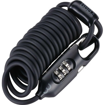 Велосипедний замок BBB Cycling Combination Cable з кодом для шосейних, гірських та міських велосипедів, велосипедний замок високої безпеки для вулиці, малий, 120 см, CoilSafe BBL-56, чорний