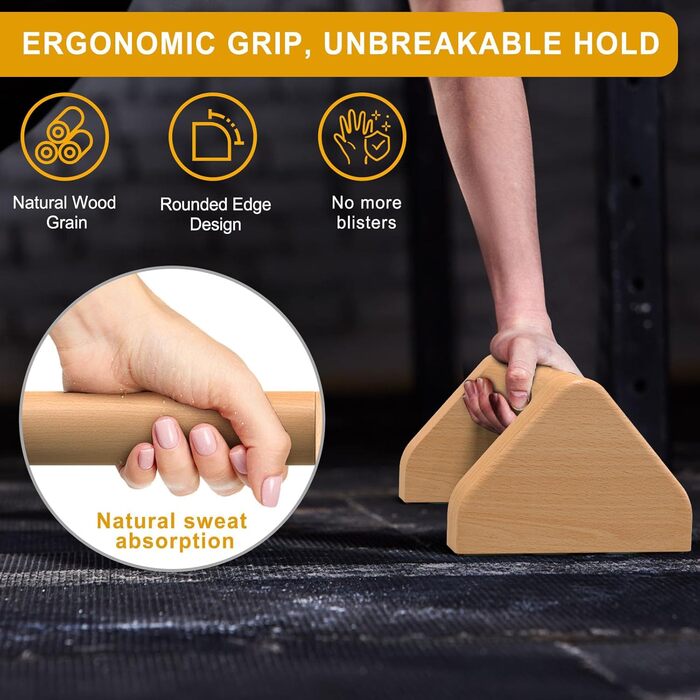 Дерев&39яні перекладини для віджимань Kipika 4-дюймові ручки для віджимань з бука для використання на підлозі, нековзка гумова основа, трикутні стійки для віджимань, домашнє фітнес-обладнання, ідеально підходить для віджимань, L-подібних положень, силових
