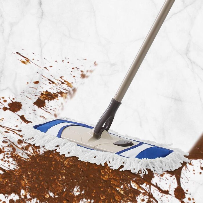 Швабра для підлоги Eyliden з 2 чохлами з мікрофібри, заміна швабри одним дотиком з телескопічною ручкою для миття підлоги, плоска