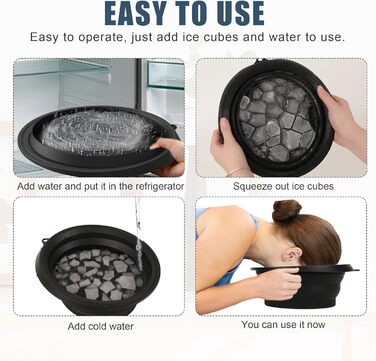 Складаний умивальник із вбудованим лотком для кубиків льоду, силіконовий крижаний складний умивальник для обличчя, охолоджувач води з льодом для обличчя для заспокоєння шкіри, зменшує набряки