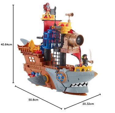 Піратський корабель Fisher-Price IMAGINEXT Haimaul - рухомі плавники, силова панель для відкриття таємного скарбу, гармати, зона д