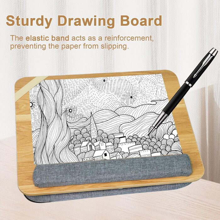 Стіл-підставка на коліна з подушкою, для ноутбука до 15,6 дюймів, з кишенями для зберігання. Портативне робоче місце для дому, університету, офісу (Світло-коричневий)