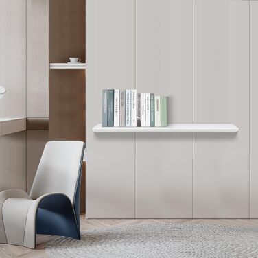 Настінний розкладний стіл, обідній стіл з МДФ, комп&39ютерний стіл для кухні, вітальні, маленький, плаваючий стіл, компактний (80 x 50 x 1,6 см, білий) Білий 80x50x1,6 см