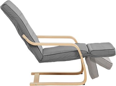 Крісло-гойдалка з функцією відкидання, крісло-гойдалка з підлокітниками, крісло для вітальні, сіра дерев&39яна оббивка, 4u 2407