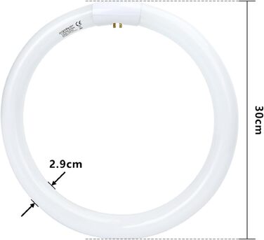 Люмінесцентна трубка Кругла кругла неонова лампа T9 30см 32Вт холодний білий 6500K 2100Lm G10Q базова люмінесцентна трубка для кільцевої лампи.