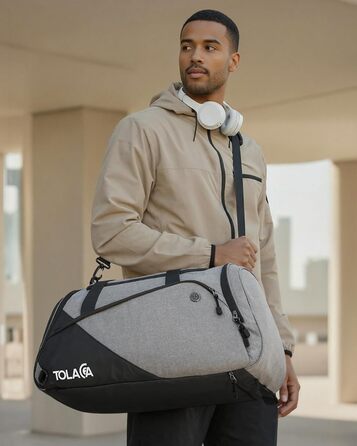 Великий спортивний рюкзак Tolaccea 47L з відділенням для взуття, відділенням для вологи, щотижневою дорожньою сумкою, спортивною сумкою, сумкою для фітнесу та тренувань для чоловіків та жінок, для тренажерного залу, подорожей, плавання, сауни, футболу (сі