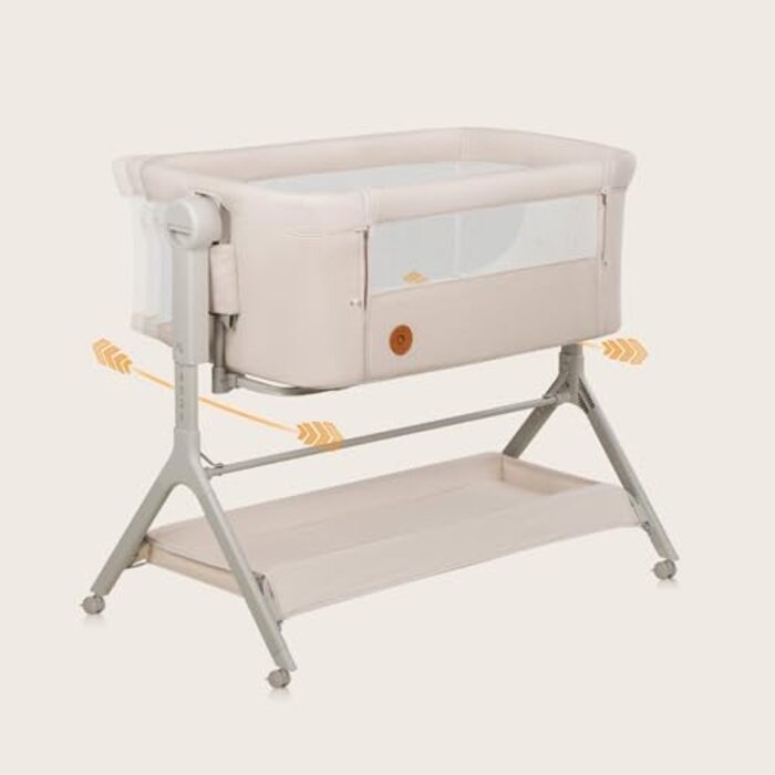 Дитяче ліжечко Lionelo Leonie Plus 3-в-1 (до 9 кг), додаткове ліжко та колиска, регульована висота, повітропроникні стінки, знімні боковини, колеса з гальмами, великий кошик, колір Beige Plus