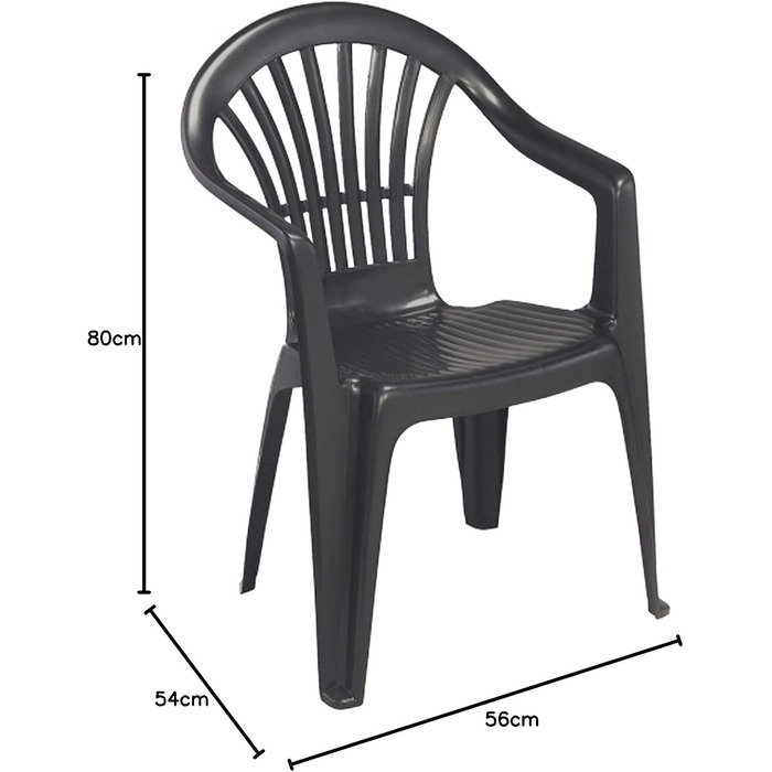 Набір з 2 шт. абельованих стільців Садовий стілець ALTEA Стілець для бістро Садовий стілець Балконний стілець Пластикові штабельовані балконні меблі Садові меблі Антрацит