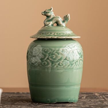 Керамічна чайна ємність Cabilock з кришкою, вінтажна банка для імбиру, китайське храмове скло, порцеляна, декоративна ваза для квітів, банка для зберігання чаю, спецій та прянощів