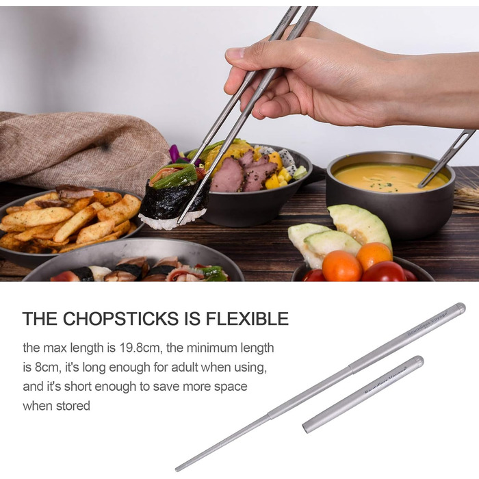 Титанові складні палички для їжі Кемпінгові дорожні висувні палички для їжі Ультралегкі багаторазові портативні столові прибори Ск