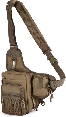 Рибальська сумка Lixada з відділеннями, багатофункціональна, водонепроникна, 32 x 39 x 12 см хакі
