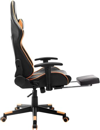 Ігрове крісло з підставкою для ніг, офісне крісло, ігрове крісло, письмове крісло, обертове крісло, чорно-помаранчева штучна шкіра
