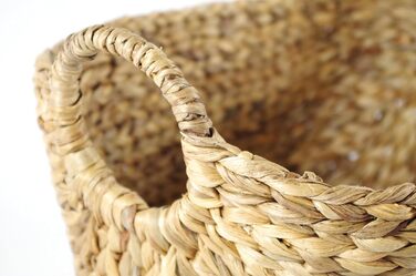 Кошик Kobolo з водяним гіацинтом та ручками - 56x40x34 см - коричневий - великий плетений кошик для зберігання білизни, книг та газет - стильний органайзер XL, міцний та виготовлений вручну 56x40x41 см