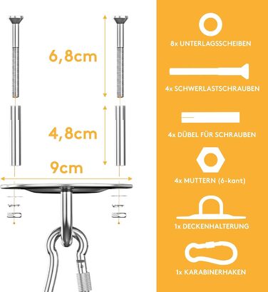 Стельовий гачок MEISTERFAKTUR для боксерських груш - Вантажопідйомність 500 кг - Вибухозахищений тримач для боксерських груш - Іде