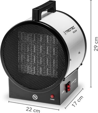 Електричний будівельний обігрівач TROTEC TDS 20 M теплова потужність 1,5 кВт / 3 кВт об&39єм повітря електричного обігрівача 290 м/год вентилятор-обігрівач з термостатом, керамічний